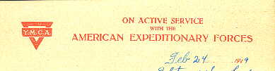 American Y.M.C.A. stationery printed with red ink