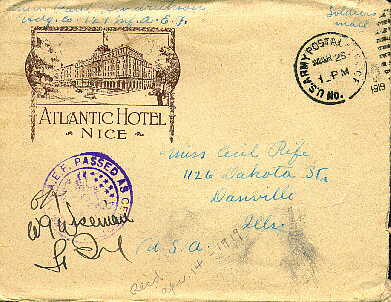 Envelope from the Atlantic Hotel, Nice