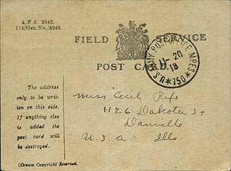 Field Service Post Card, front