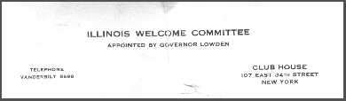 Stationery of the Illinois Welcome Committee