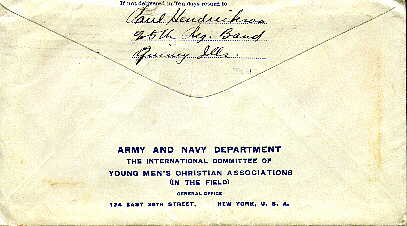 Back of the Army and Navy Y.M.C.A. envelope